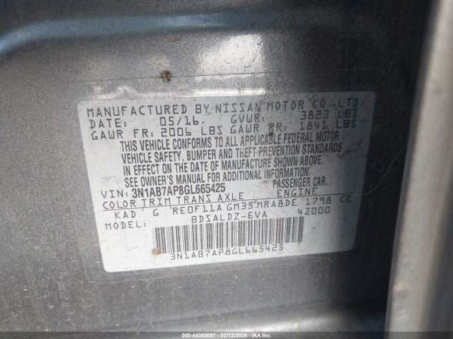 Nissan SENTRA SV 2016 3N1AB7AP8GL665425 Image 9