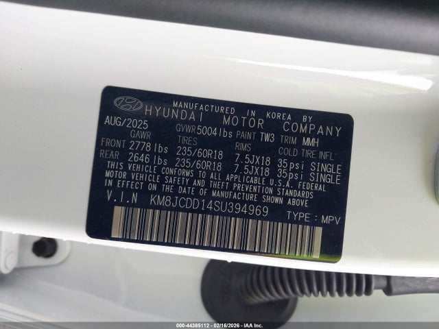 KM8JCDD14SU394969 Hyundai Tucson Hybrid Sel Convenience