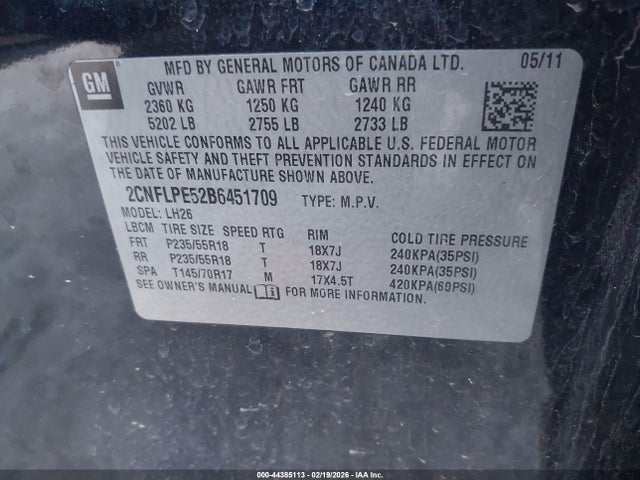 2011 CHEVROLET EQUINOX 2CNFLPE52B6451709 Photo 8