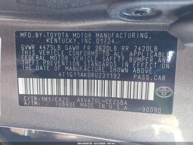 Toyota CAMRY SE 2024 4T1G11AK0RU231192 Image 9