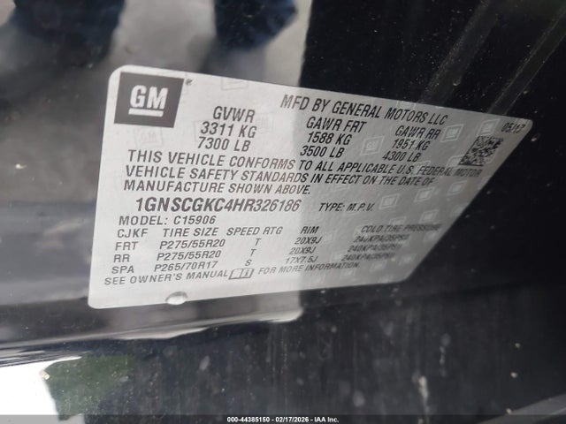 1GNSCGKC4HR326186 Chevrolet Suburban Ls