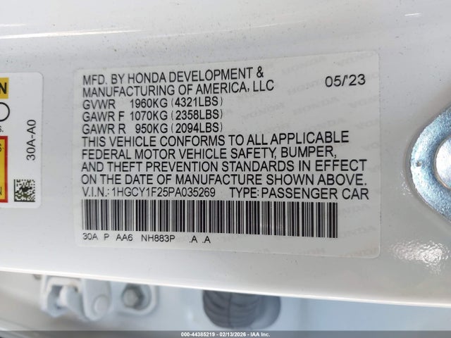 1HGCY1F25PA035269 Honda ACCORD LX