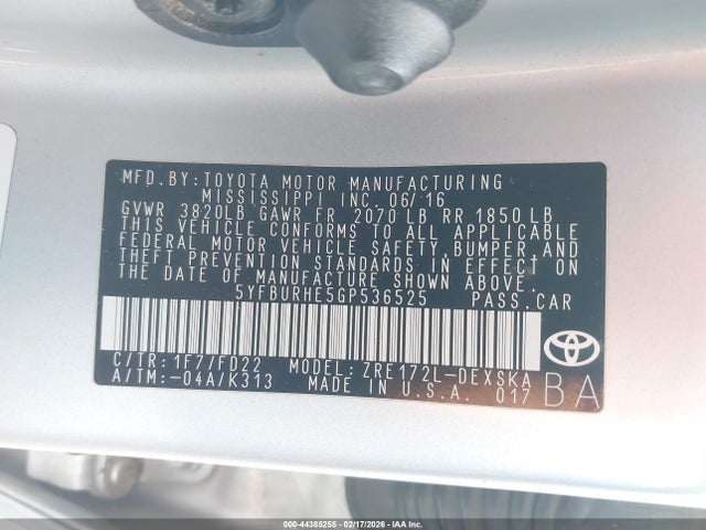 Toyota Corolla S Plus 2016 5YFBURHE5GP536525 Image 9