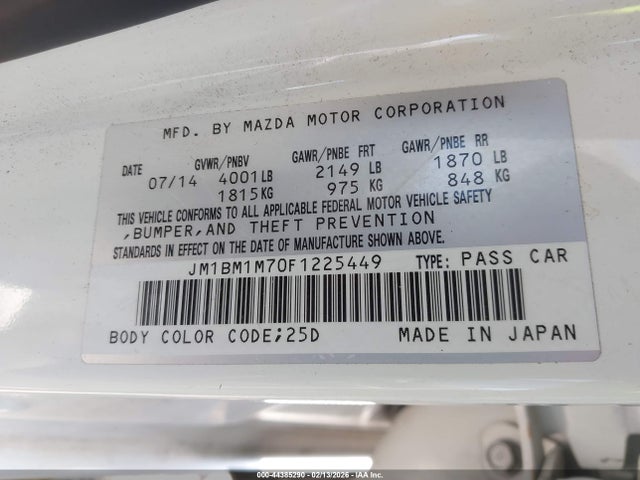 Aukcja sprzedaży 2015 Mazda Mazda3 I Grand Touring, vin: JM1BM1M70F1225449, numer aukcji: 44385290