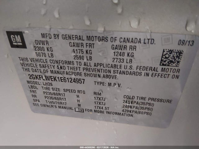GMC Terrain Sle-2 2014 2GKFLWEK1E6124957 Image 9