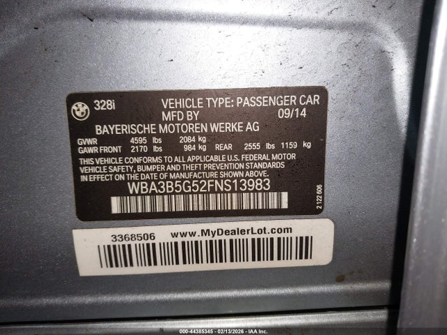 2015 BMW 328I WBA3B5G52FNS13983 Photo 8
