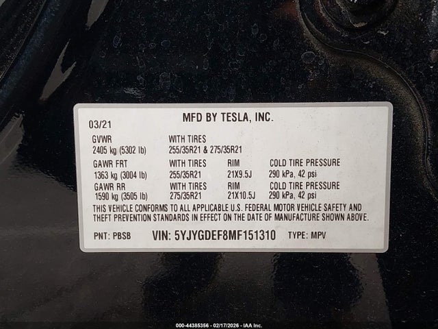 5YJYGDEF8MF151310 Tesla Model Y Performance Dual Motor All-wheel Drive