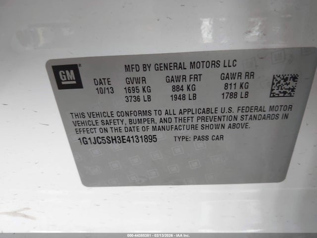 1G1JC5SH3E4131895 Chevrolet Sonic Lt Auto