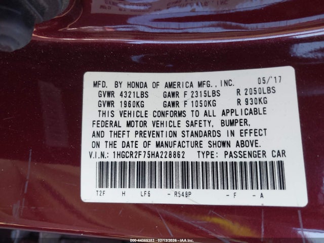 1HGCR2F75HA228862 Honda ACCORD EX