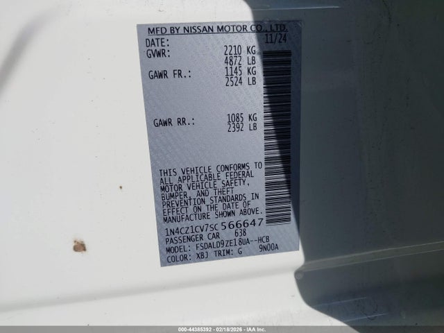 1N4CZ1CV7SC566647 Nissan Leaf Sv Plus