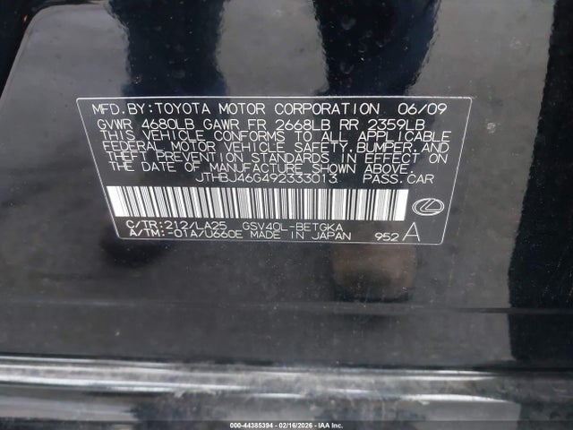 2009 LEXUS ES 350 JTHBJ46G492333013 Photo 8