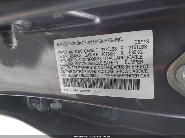 Aukcja sprzedaży 2020 Acura Tlx Standard, vin: 19UUB1F36LA000846, numer aukcji: 44385410