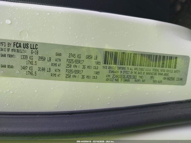 2C4RDGEG6JR281383 Dodge Grand Caravan Gt