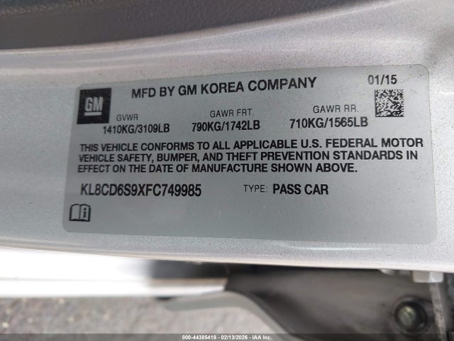 Chevrolet Spark 1lt Cvt 2015 KL8CD6S9XFC749985 Image 9