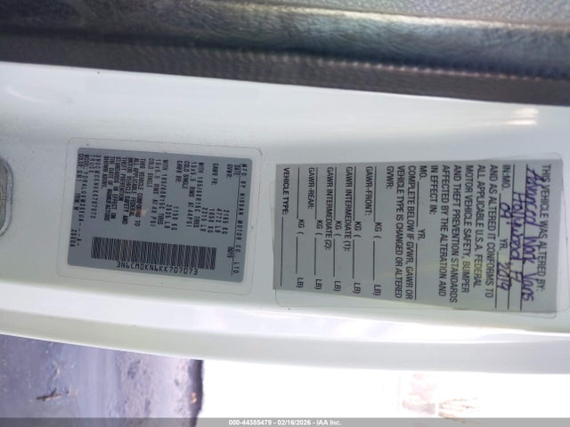 Продаж на аукціоні авто 2019 Nissan Nv200 2.5s/2.5sv, vin: 3N6CM0KN6KK707073, номер лоту: 44385479
