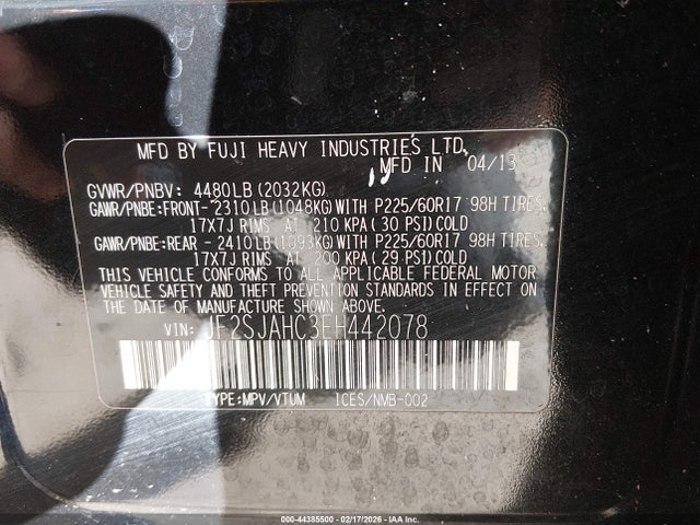 JF2SJAHC3EH442078 Subaru Forester 2.5i Limited