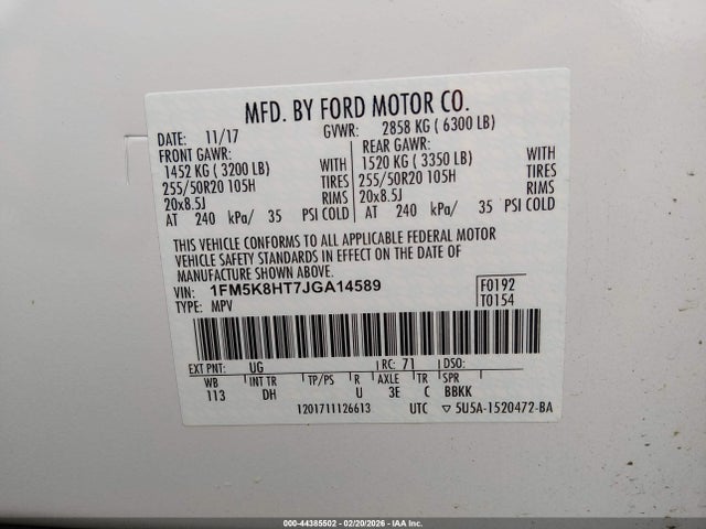 Ford Explorer Platinum 2018 1FM5K8HT7JGA14589 Image 9