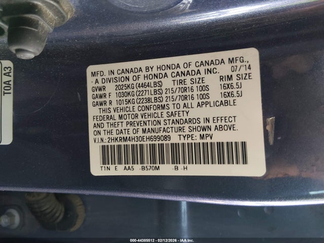 2HKRM4H30EH699089 Honda CR-V LX
