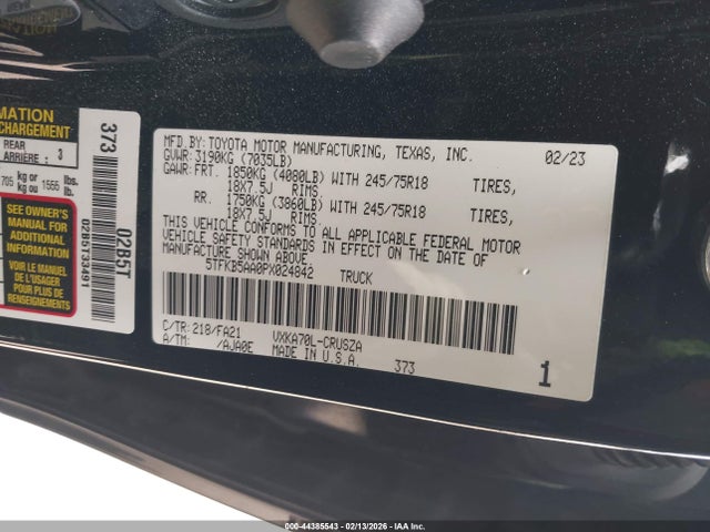 5TFKB5AA0PX024842 Toyota Tundra Sr
