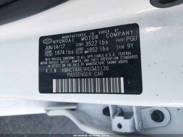 Hyundai ACCENT SE 2017 KMHCT4AE9HU343136 Image 9