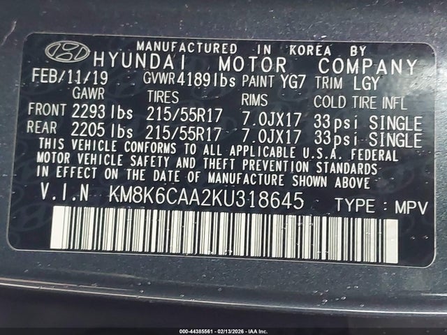 2019 HYUNDAI KONA KM8K6CAA2KU318645 Photo 8