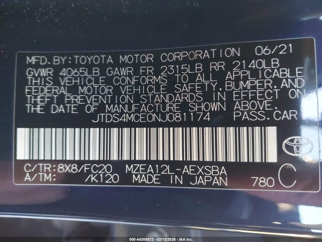JTDS4MCE0NJ081174 Toyota COROLLA SE