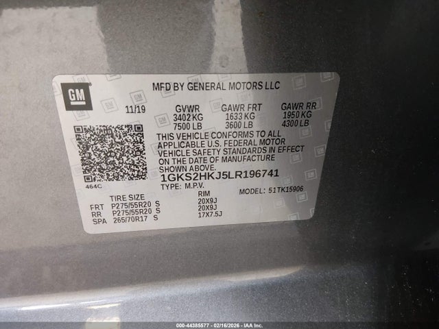 1GKS2HKJ5LR196741 GMC Yukon Xl 4wd Denali