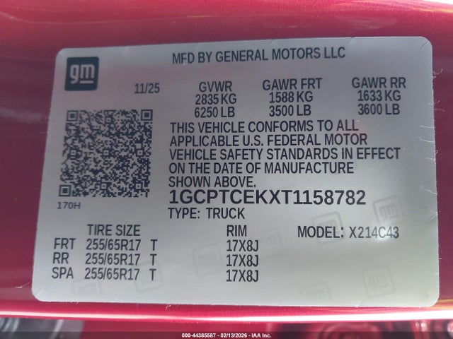 Chevrolet Colorado Lt 2026 1GCPTCEKXT1158782 Image 9
