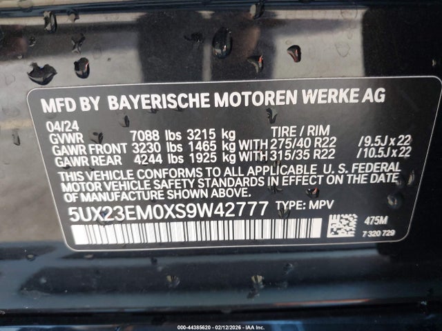 5UX23EM0XS9W42777 BMW X7 Xdrive40i