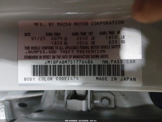 JM1BPABM7S1776486 Mazda Mazda3 2.5 S Select Sport