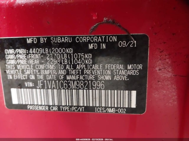 2021 SUBARU WRX JF1VA1C63M9821996 Photo 8