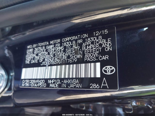 JTDKDTB37G1117679 Toyota Prius C One