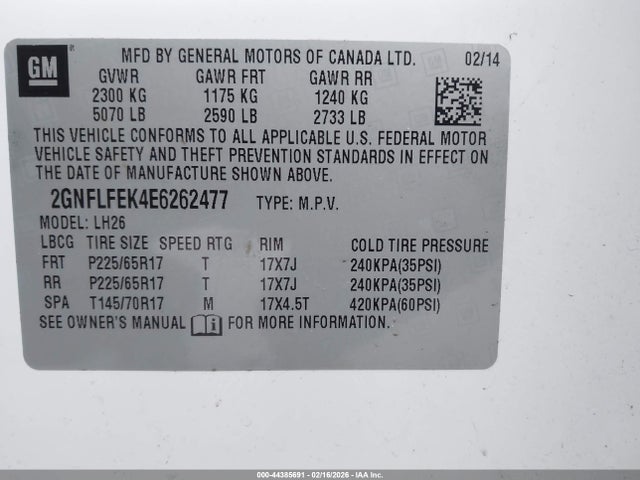 Chevrolet EQUINOX 1LT 2014 2GNFLFEK4E6262477 Image 9