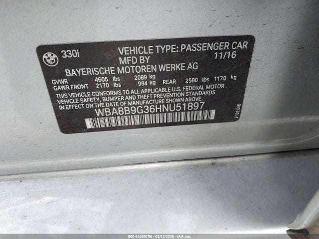 2017 BMW 330I WBA8B9G36HNU51897 Photo 8