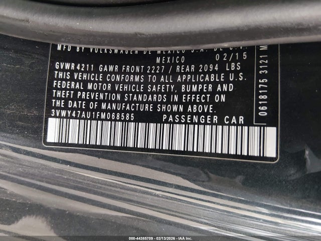 3VWY47AU1FM068585 Volkswagen Golf Gti 2.0t S W/performance Package 2-door