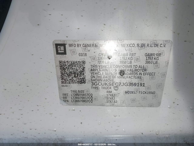 Chevrolet Silverado 1500 1lz 2018 3GCUKSEC7JG359191 Image 9