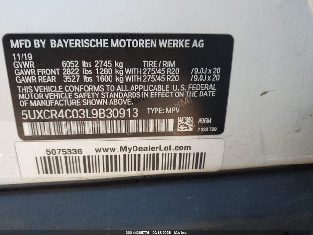 5UXCR4C03L9B30913 BMW X5 Sdrive40i