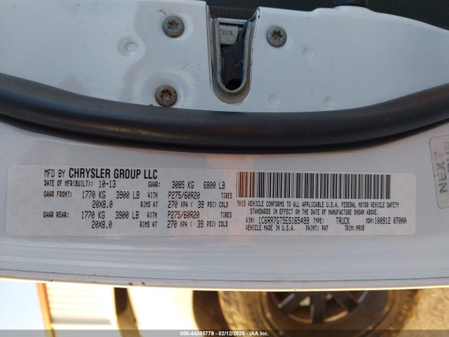 44385779 :رقم المزاد ، 1C6RR7GT5ES165499 vin ، 2014 Ram 1500 Big Horn مزاد بيع