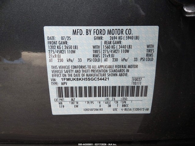 1FMUK8KH5SGC54421 Ford Explorer St-line