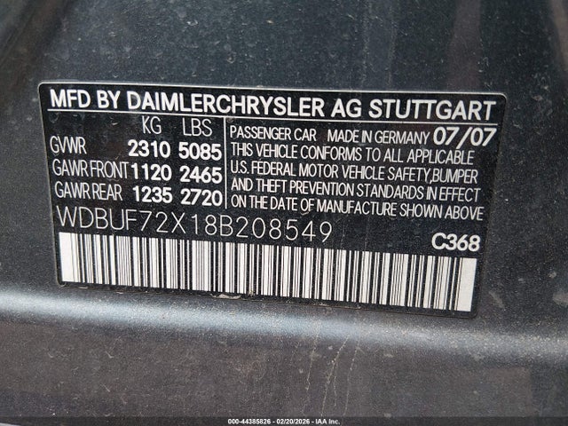 2008 MERCEDES-BENZ E 550 WDBUF72X18B208549 Photo 8