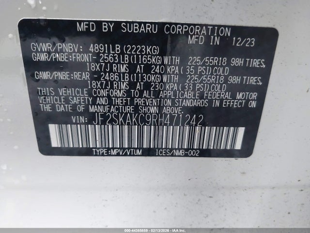 JF2SKAKC9RH471242 Subaru Forester Limited