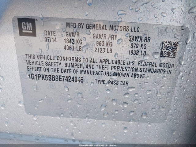 1G1PK5SB9E7424045 Chevrolet CRUZE LT