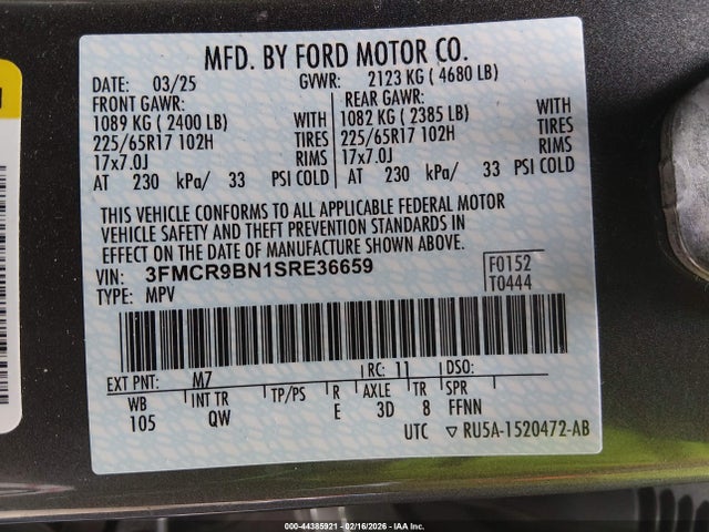 3FMCR9BN1SRE36659 Ford Bronco Sport Big Bend