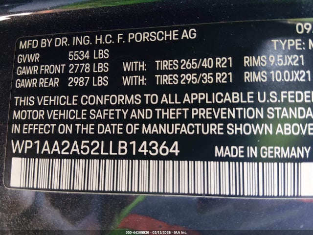 WP1AA2A52LLB14364 Porsche Macan