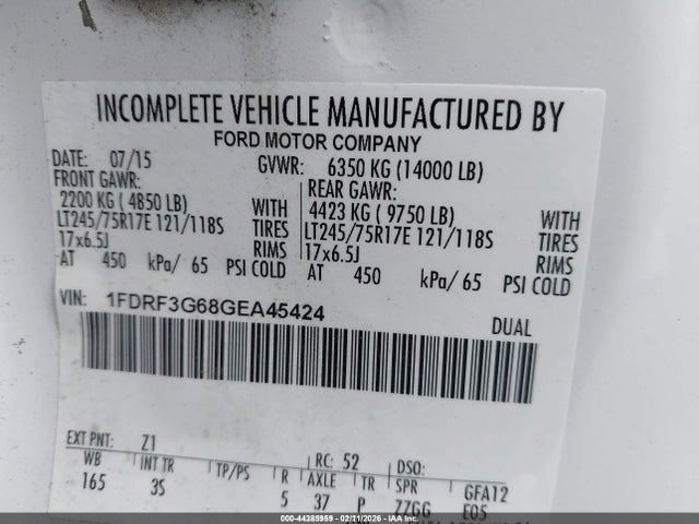 1FDRF3G68GEA45424 Ford F-350 Chassis Xlt