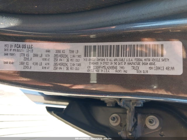 Продажа на аукционе авто 2020 Ram 1500, vin: 1C6SRFHM5LN249546, номер лота: 44386022