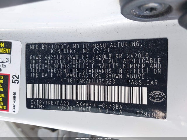 4T1G11AK7PU135623 Toyota CAMRY SE