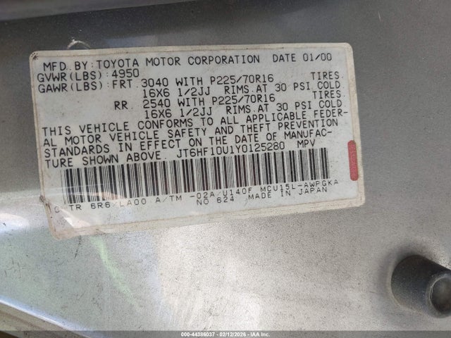 2000 LEXUS RX 300 JT6HF10U1Y0125280 Photo 8