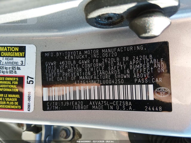 4T1G11BK7LU004250 Toyota Camry Se Awd