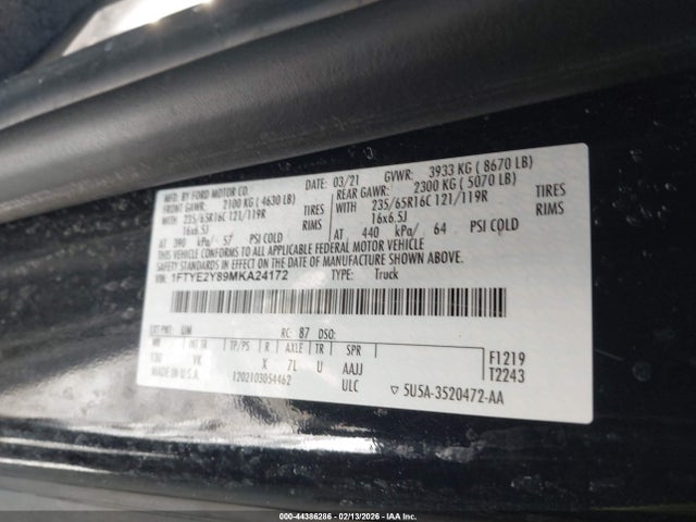 Ford Transit-150 2021 1FTYE2Y89MKA24172 Image 9
